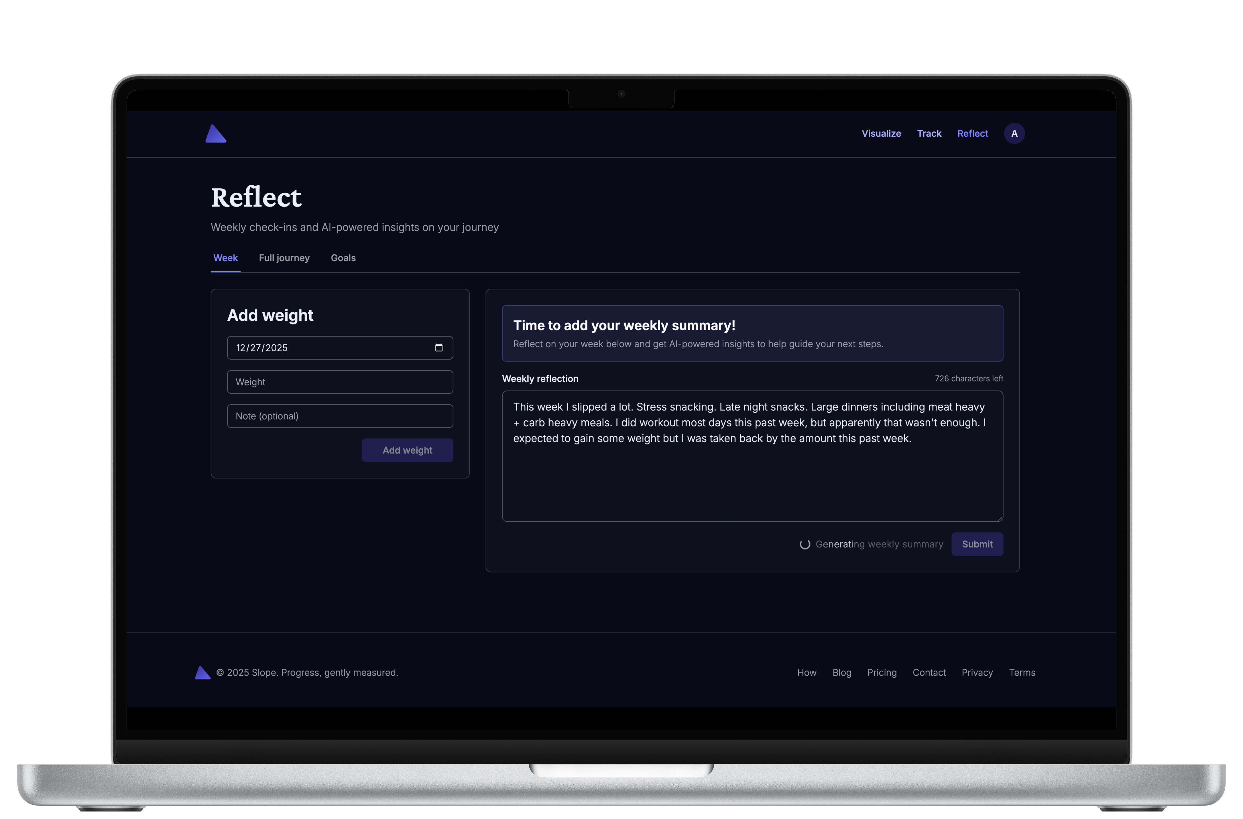 AI generating weekly reflection summary
